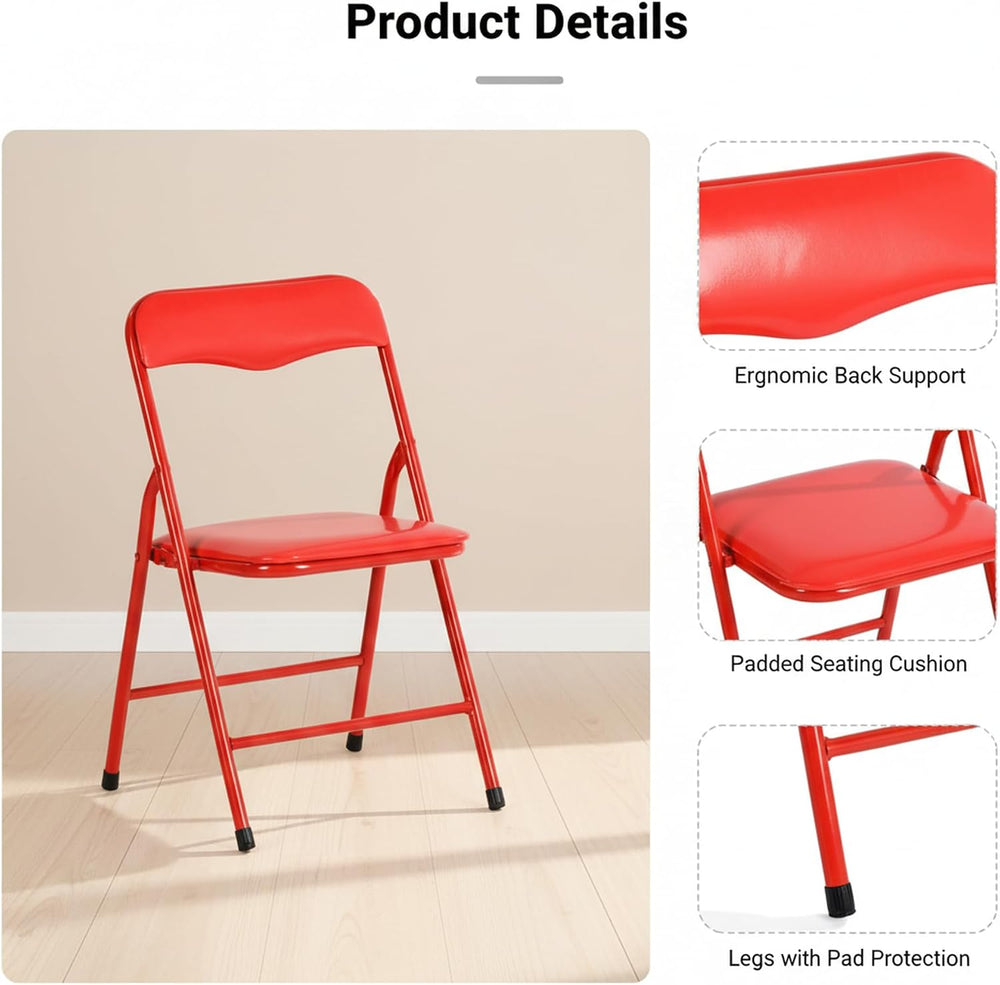 FurnitureR 5-Piece Folding Table and Chair Set, Compact Square Activity Table...