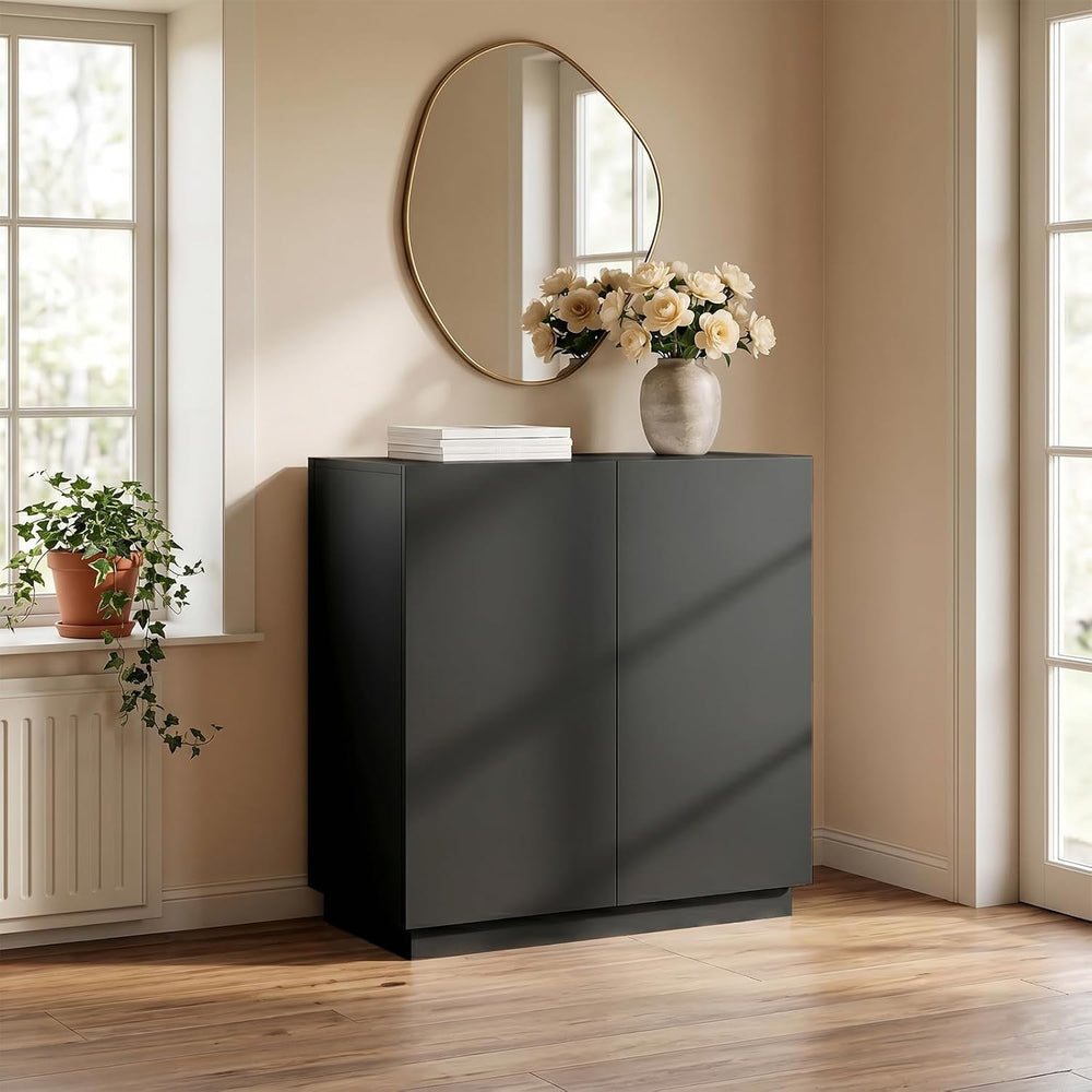 amunrbrek 31.5" Minimalist Buffet Cabinet, Sideboard with Storage, Black