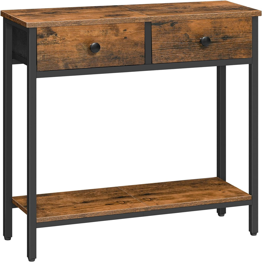 HOOBRO 29.5" Narrow Console Table with 2 Fabric Drawers, Small Entryway ...