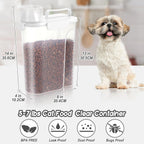 5-7Lbs Dog Cat Food Storage Container with Upgraded Large Nozzle BPA-free, 4 Snap Seals Plastic Pet Food Storage Containers with Handles (White, 5L-1pack)