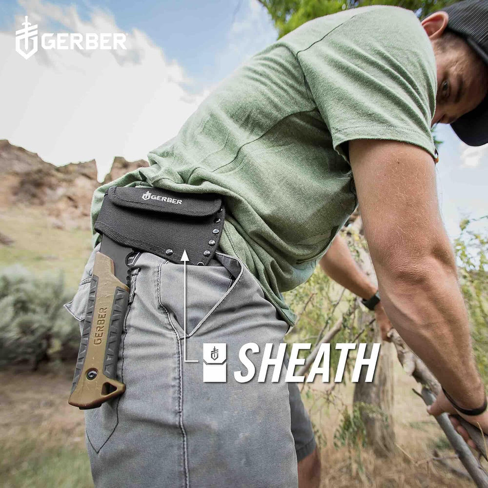 Gerber Pack Hatchet & Sheath, Mini Axe for Camping, 3.5" Blade,Coyot...
