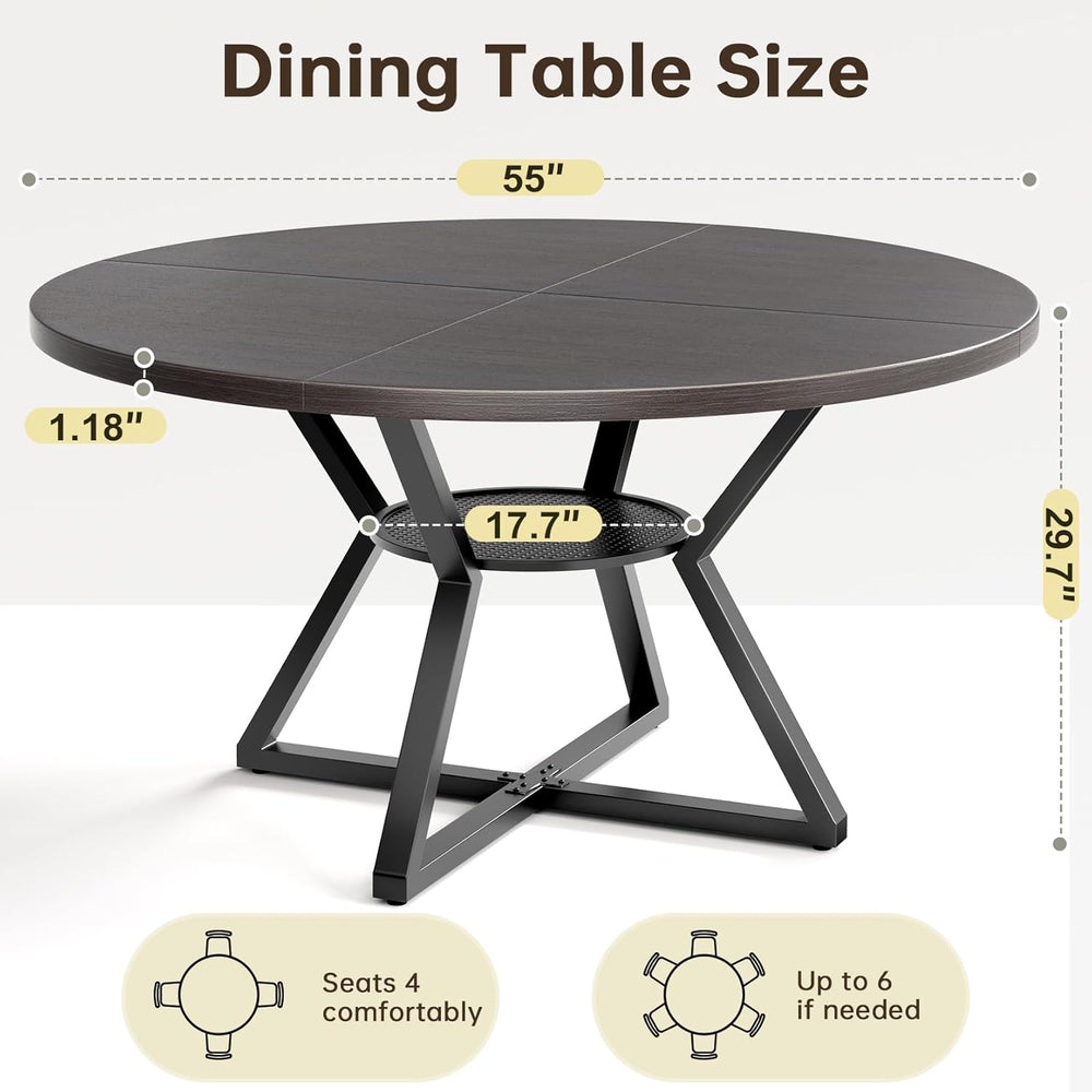 Concho 55" Round Dining Room Table for 6-8,Circle Kitchen Dining Dinner ...