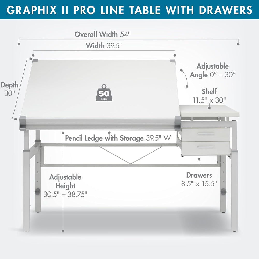 Studio Designs Graphix II Pro Line Split Top Height Adjustable Drafting, Draw...
