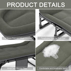 Camping Cot for Adults with Cushion, Portable Folding Camping Cot, 5-Position Folding Chaise Lounge(C1)
