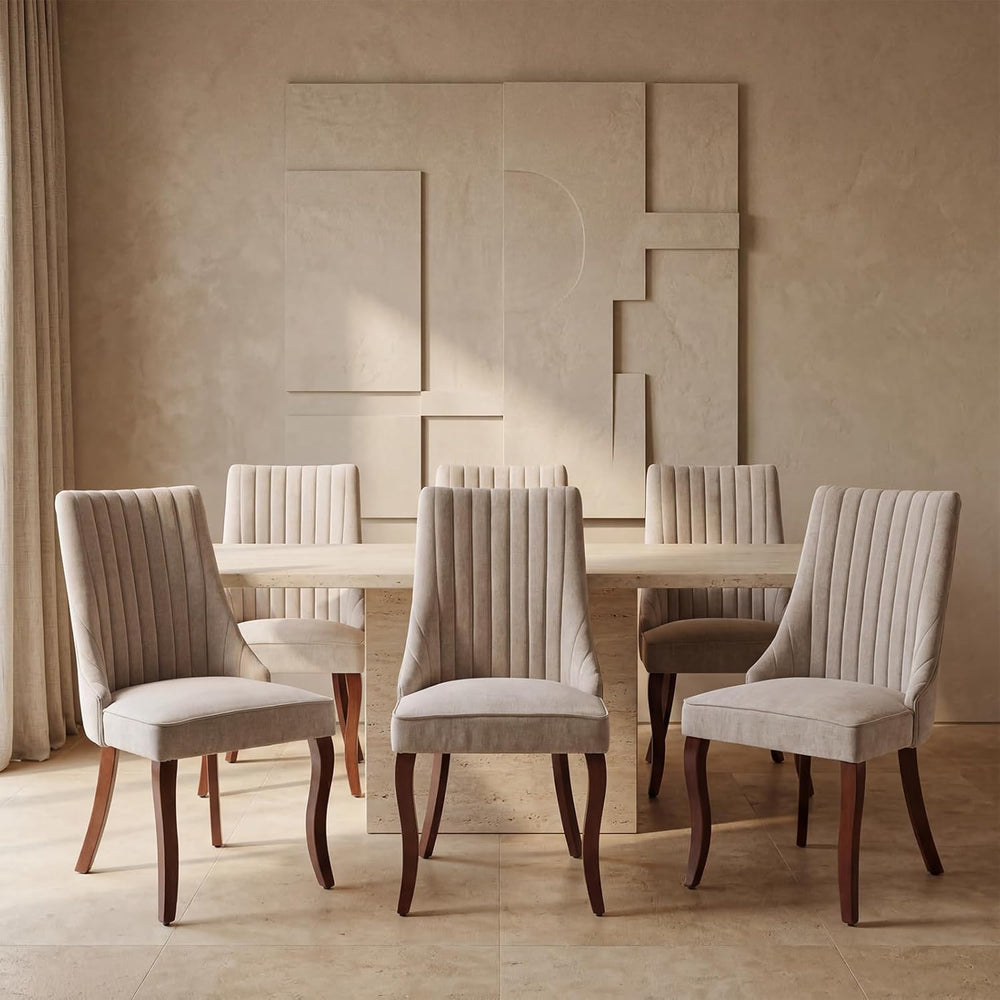 Upholstered Dining Chairs Set of 6, High Back Side Chairs for Kitchen and Din...