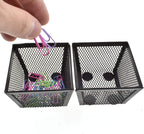 HAHIYO Stackable Paper Clip Mesh Holder cup 2.2" Height 2 Pack Black Sturdy PaperClip Holder Container for Desk Drawer Organizer Collection for Home Office School Soft Foam Feet No Sharp Edges