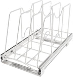 Pull Out Cookie Sheet Organizer for Cabinet, Pan and Pot Rack, Cutting Board Organizer Rack, Baking Tray Organizer for Cabinet, Adjustable Divider Width, 11" W x 22" D x 11.8" H, Chrome