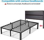 14 Inch California King Bed Frame, 3500Lbs Heavy Duty Metal Platform with Round Corner Legs Mattress Slide Stopper, Steel Slat Support No Box Spring Needed, Noise Free, Non-Slip, Easy Assembly