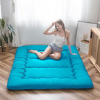 MAXYOYO Japanese Floor Mattress Futon Mattress, 4" Thicken Tatami Mat Sleeping Pad Foldable Roll Up Mat Boys Girls Dormitory Pad Kids Floor Lounger Pillow Bed, Charcoal Grey, Queen Size