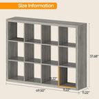 furtble Bookshelf with Storage Bins, 12-Cube Storage Organizer, Modern Wood Open Bookcase, Multifunctional Display Shelf for Living Room, Bedroom, Home Office, Gray Oak