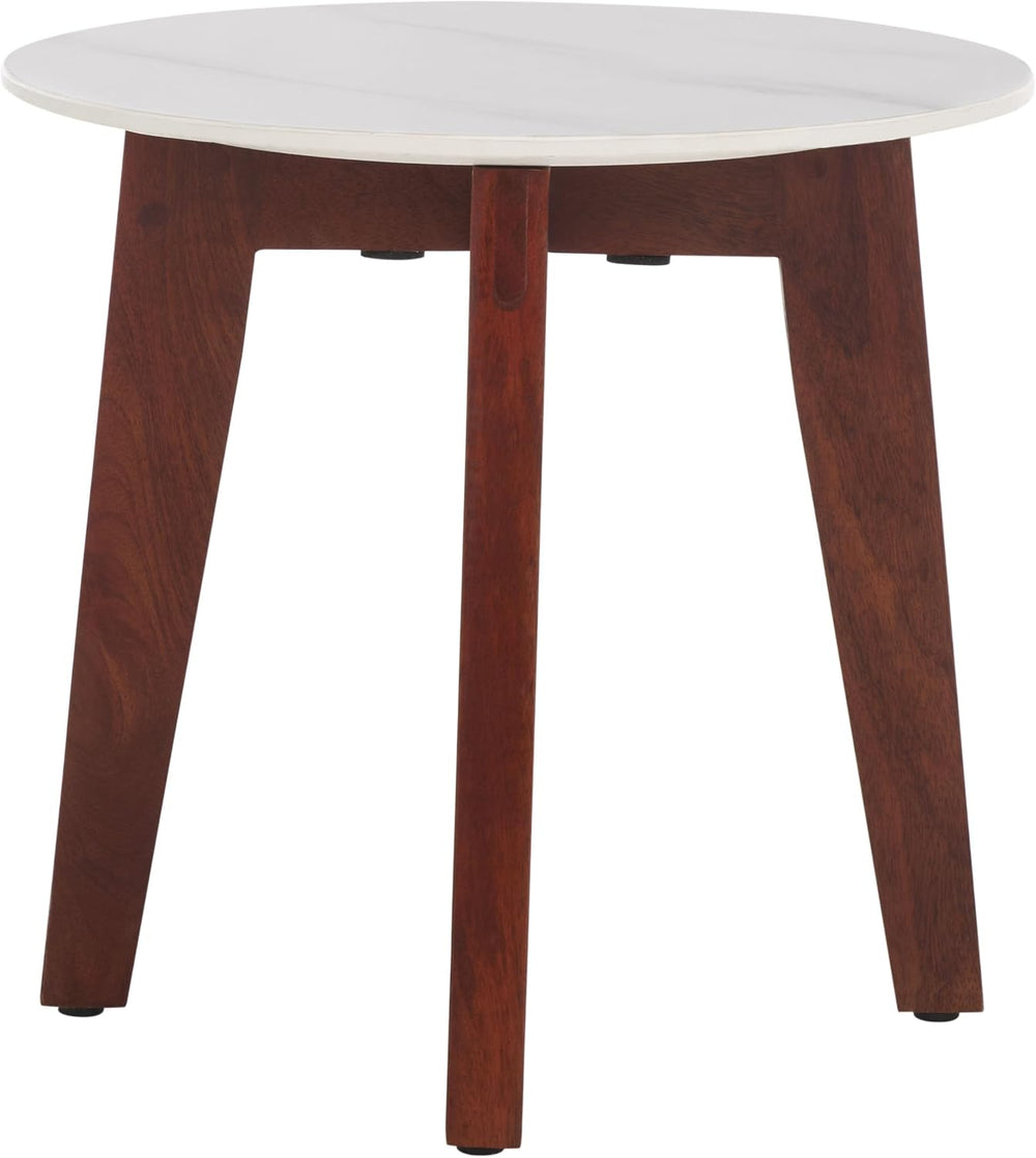 SAFAVIEH Home Collection - Helley Accent Table, White Ceramic Faux Marble Rou...