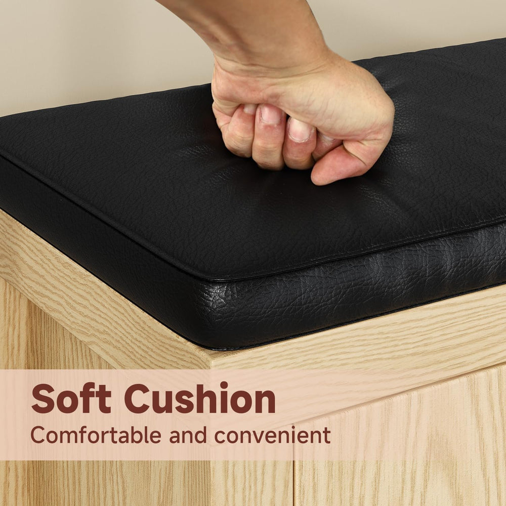 UNIQUITE Shoe Storage Bench with Flip Drawers, Padded Seat Cushion, 39.4&quot...