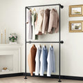 Industrial Pipe Clothing Rack Wall Mounted Garment Rack, Black Pipe Clothes Rack Retail Display Hanging Rod for Closet Storage, Laundry Room