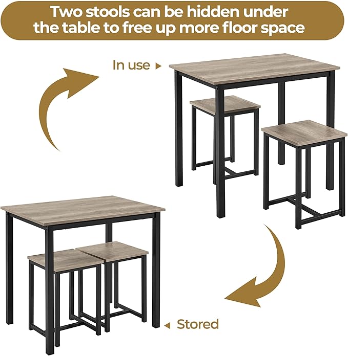 Yaheetech 3 Piece Dining Table Set - Kitchen Table & Chair Sets for 2 - C...