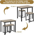 Yaheetech 3 Piece Dining Table Set - Kitchen Table & Chair Sets for 2 - Compact Table w/ 2 Stools & Space Saving Design for Dining Room Living Room Kitchen, Gray