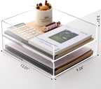 SANRUI Paper Organizer for Desk,Acrylic Stackable Letter Tray, Clear Desk Organizer, Paper Sorter for Office,Home or School,2-Pack