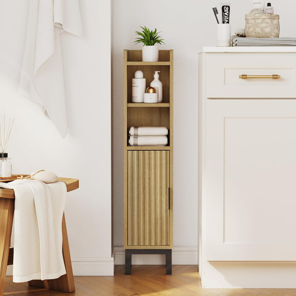FerniTry Small Bathroom Storage Cabinet, Corner Narrow Toilet Paper Floor Cab...