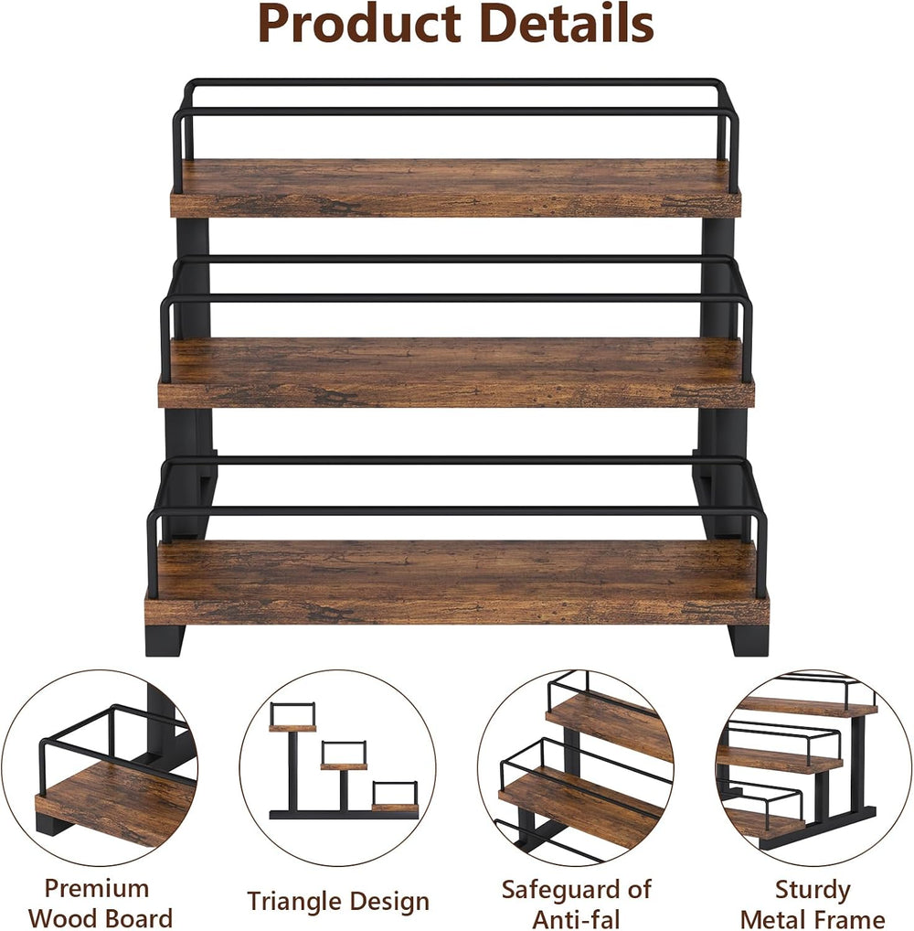 Aduanbang Liquor Bottle Display Shelf, 3 Step Countertop Organizer, Retro Bar...