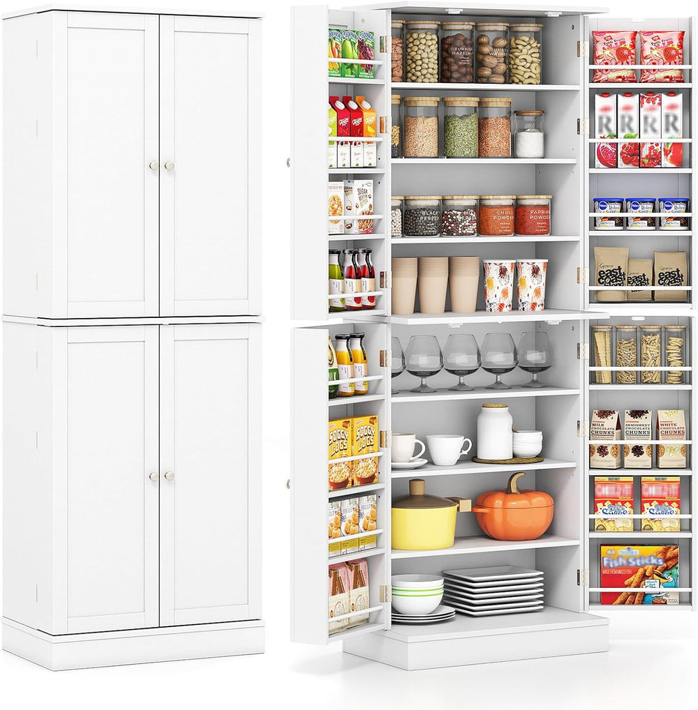 Giantex Kitchen Pantry Cabinet, 65.5" Tall Kitchen Hutch w/8-Tier Storag...