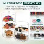 Acrylic 5-Layer Organizer & Display Case for Belts, Jewelry, Kitchen, and Closet Accessories - Transparent Storage for Watches, Rings, and Cosmetics