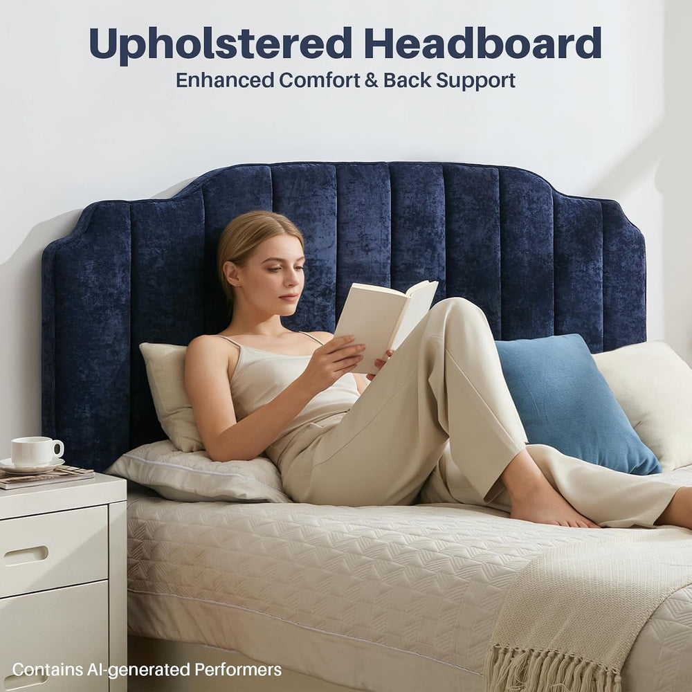 Queen Size Headboard Only, Dark Blue Upholstered Headboards