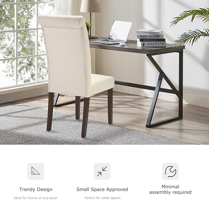 Tufted Dining Chairs Set of 4, Upholstered Parsons Dining Room Chairs, Fabric Kitchen Side Chair with Wood Legs, Beige