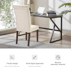Tufted Dining Chairs Set of 2, Upholstered Parsons Dining Room Chairs, Fabric Kitchen Side Chair with Wood Legs, Beige