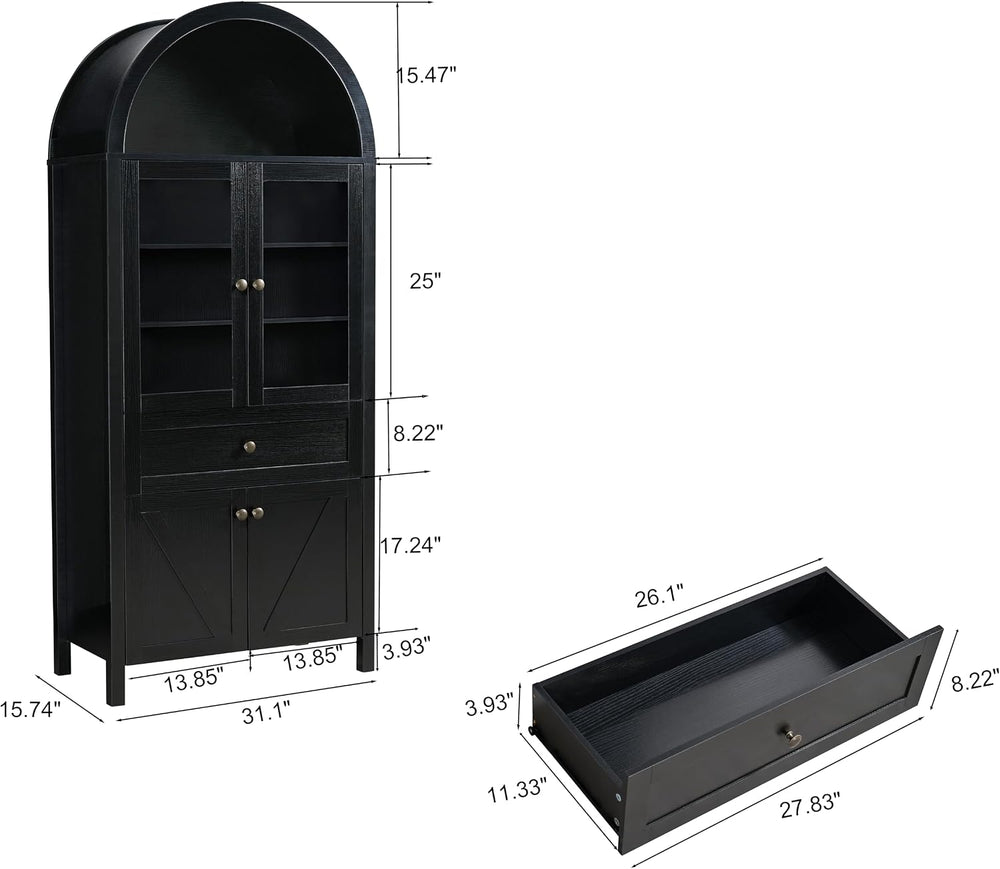JIJIWANG Dome Kitchen Pantry Storage Cabinet with Doors & Adjustable Shel...