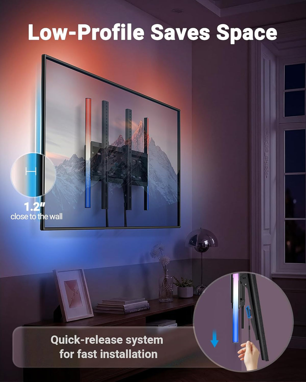 PERLESMITH Tilt TV Wall Mount with LED Light, TV Mount for 26–60 Inch TVs up ...
