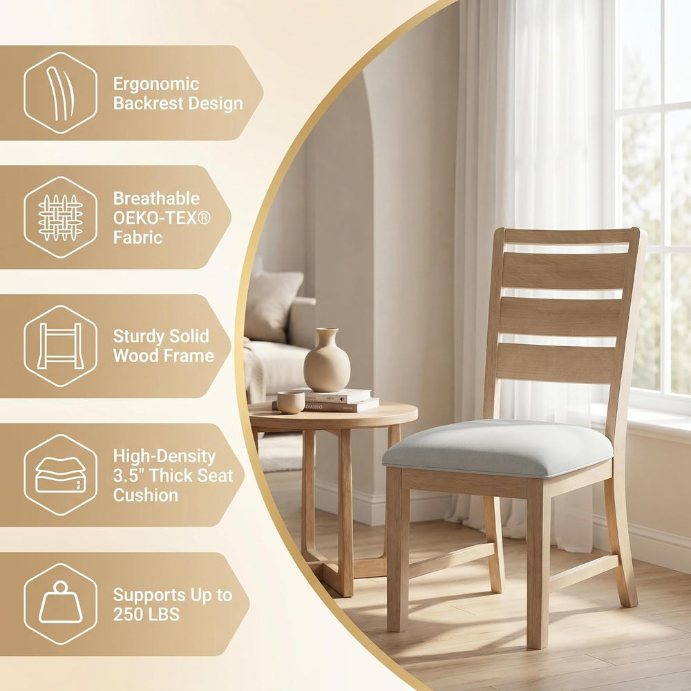 COLAMY Modern Dining Chairs Set of 2, Breathable Fabric Kitchen Chairs with H...