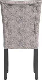 HomePop Classic Parsons Dining Chair -Gray Linen Artistic Floral Print (Set of 2)