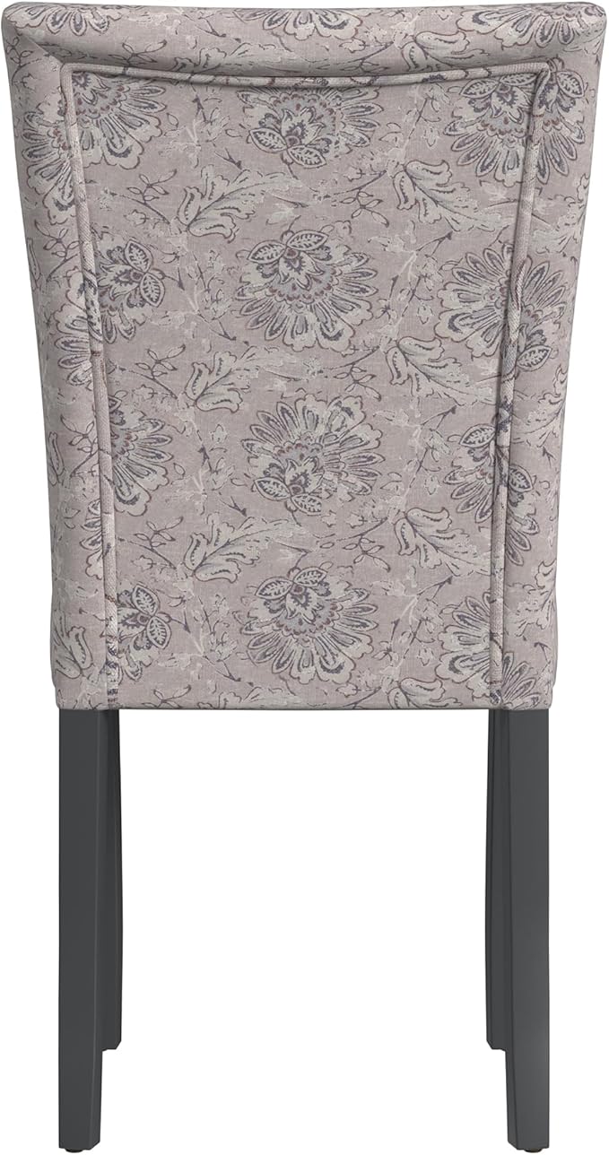 HomePop Classic Parsons Dining Chair -Gray Linen Artistic Floral Print (Set of 2)