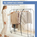 Clear Garment Rack Cover 43" L x 20" W x 60" H, Clothes Rack Cover with Reinforced Zipper, Waterproof PEVA Dustproof Protection – Cover Only, Rack Not Included