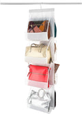 ZOBER Hanging Purse Organizer, Breathable Nonwoven Handbag Organizer, 8 Easy Access Clear Vinyl Pockets, White, 48 L x 12 W