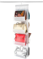 ZOBER Hanging Purse Organizer, Breathable Nonwoven Handbag Organizer, 8 Easy Access Clear Vinyl Pockets, White, 48 L x 12 W