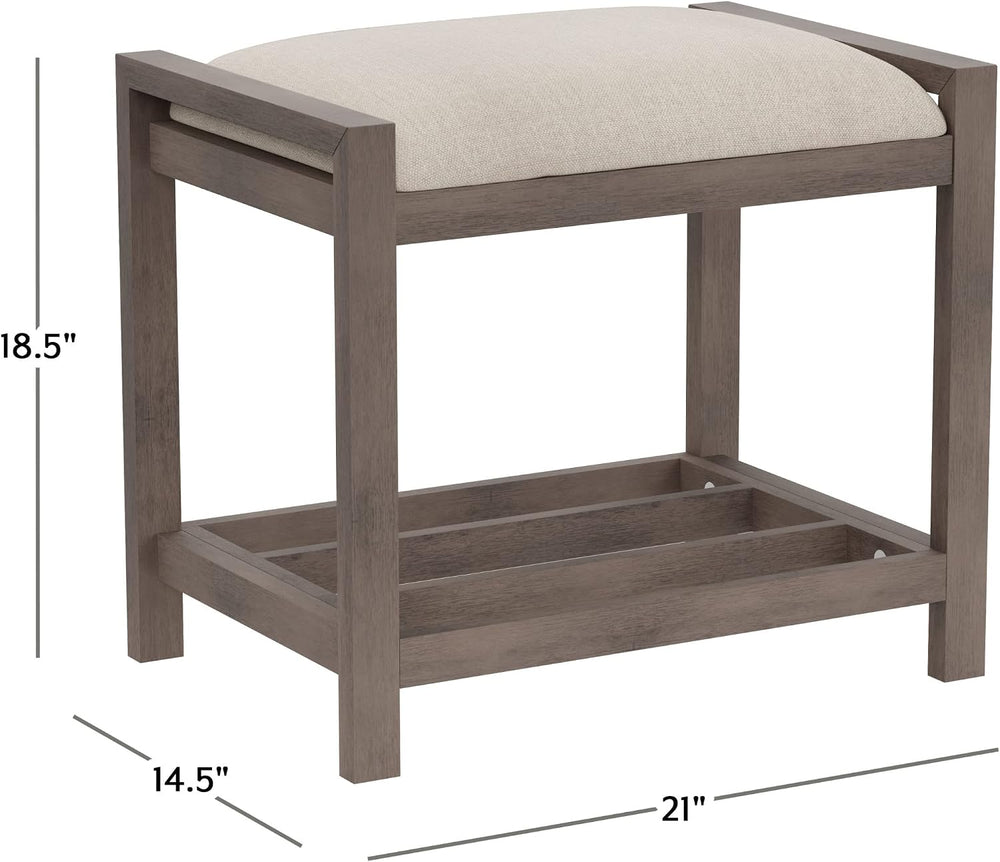 Hillsdale Furniture Amelia Vanity Stool, Antique Gray
