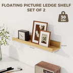 Axeman Floating Shelves for Wall | Picture Ledge Shelf Set of 2 | Rustic Oak Picture Shelf for Wall with Ledge | Small Floating Shelves with Lip | Photo Ledge Shelves for Books Album Records