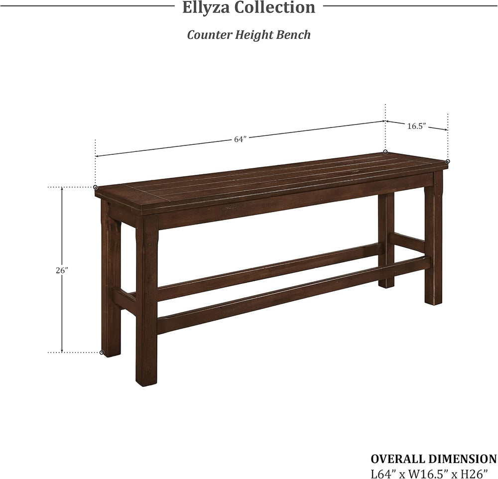 Lexicon Ellyza Counter Height Bench, Dark Brown