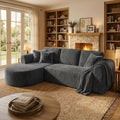 108” Modular Sectional Sofa, Boneless Couches for Living Room, Deep Seat L-Shape Cloud Couch with Chaise, Comfy Sofa Freely Change Configurations No Assembly Required, Soft Plush Corduroy Fabric(Grey)