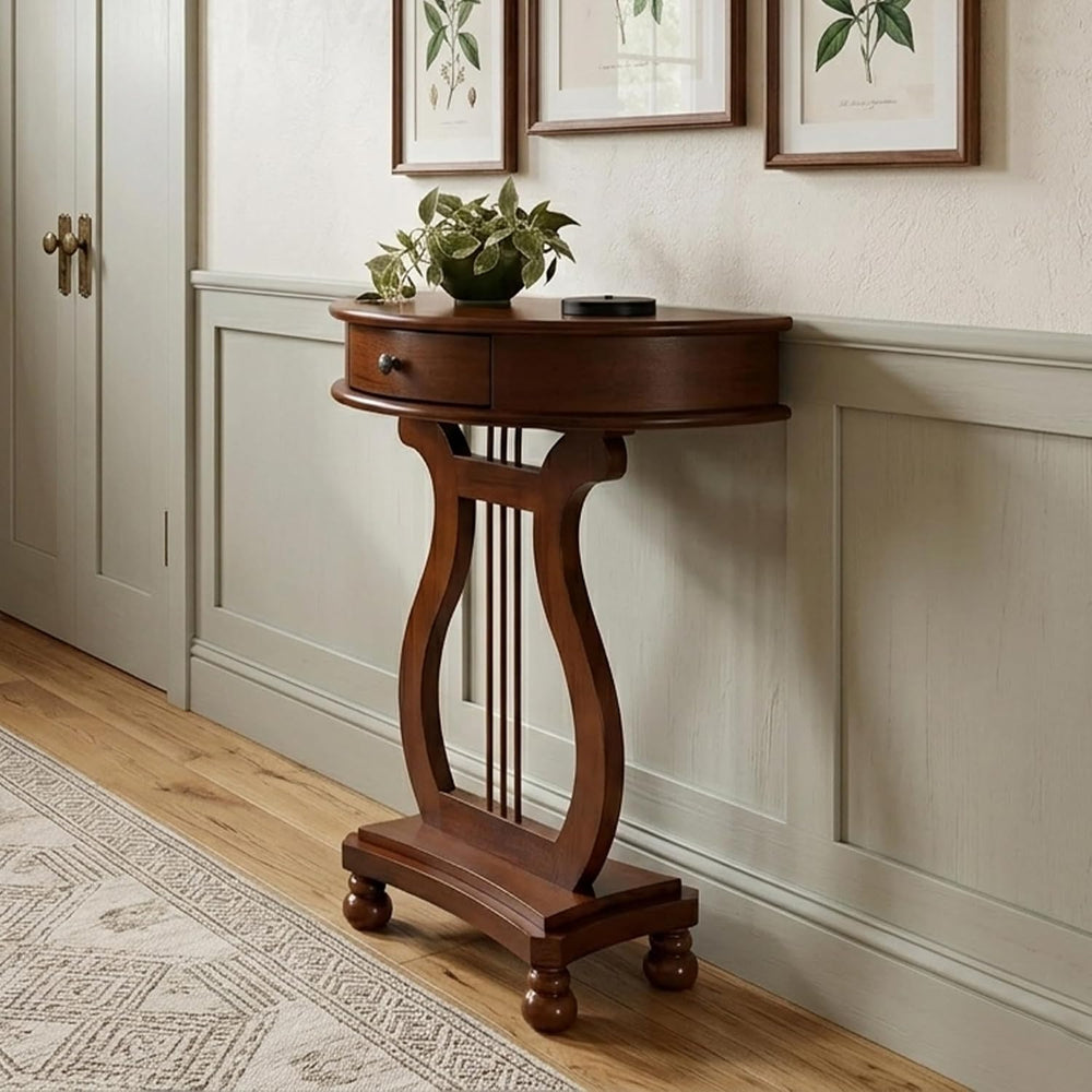 Half Moon Shaped Entryway Side Table, Narrow Semi Circle Console Table, Solid...