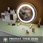 K KNODEL Large Office Leather Desk Mat, Mouse and Keyboard Pad, Computer and Laptop Mat, Desktop Protector and Cover, Writing Pad and Blotter (35.4"x17", Light Green)