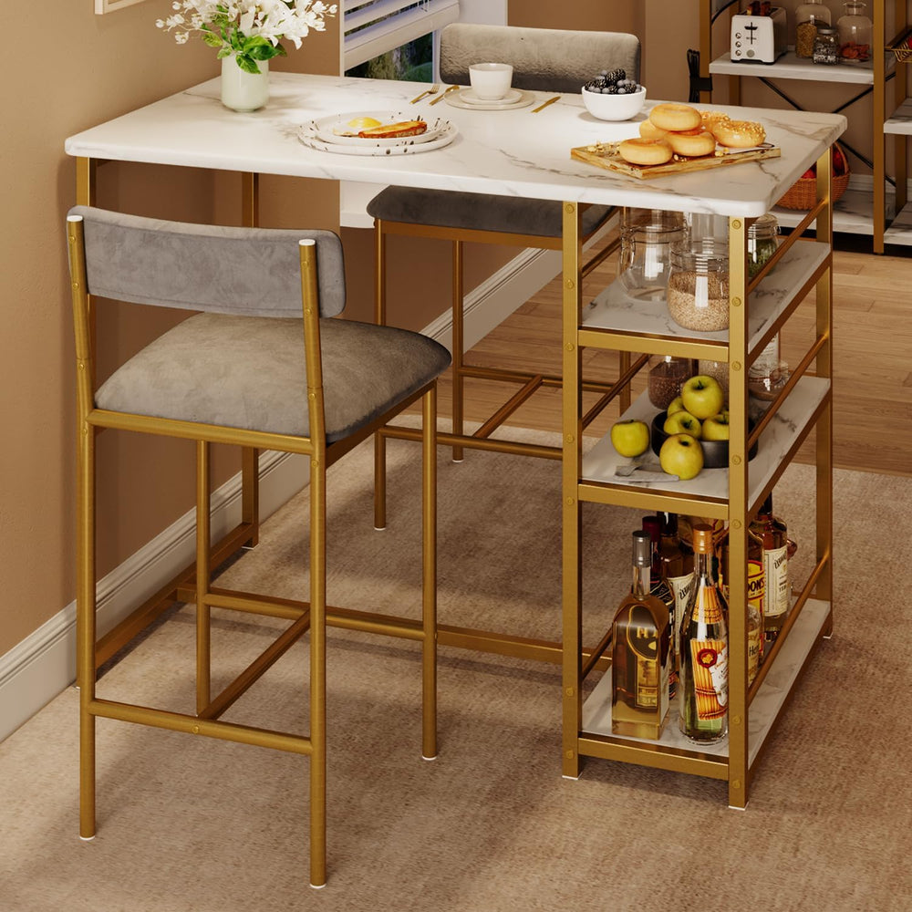IDEALHOUSE Dining Table Set for 2, Counter Height Kitchen Table and Chairs, B...