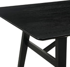Armen Living Channell Mid Century Modern 5 Piece Black Wood Dining Table Set with Benches in Charcoal Fabric