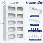 250 Gallon Extra Large Storage Bin with Lid and Wheels, Stackable Collapsible Plastic Storage Box with Door, Foldable Organizer for Closet, Kitchen, Office, Living Room, 5 Pack White
