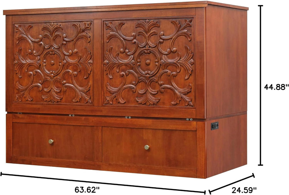 Mega Solutions Notturno Murphy Cabinet Bed Queen 8 inch Save Space in Style w...
