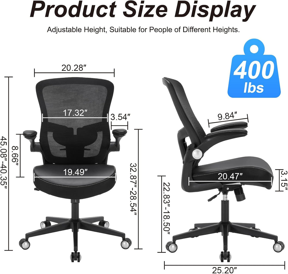 Heavy Duty Office Chair, 400lbs Ergonomic Desk Office Chair for Heavy People,...