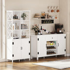 FATORRI Buffet Cabinet with Storage, Modern Coffee Bar Cabinet for Home Liquor, Sideboard Buffet Cabinets with Wine Rack, Kitchen Storage Cupboard with Drawer (White Oak)