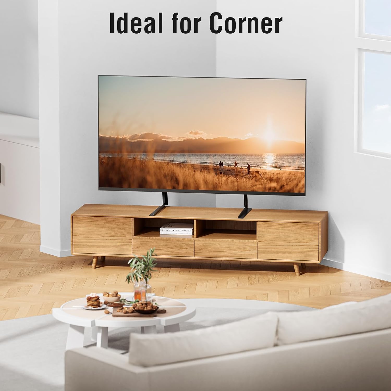 ELIVED Universal Table Top TV Stand for Most 27 to 55 inch LCD LED Plasma Flat/Curved Screen TVs, TV Base Height Adjustable Leg Stand, Replacement TV Feet Holds up to 88lbs, Max VESA 800x400mm