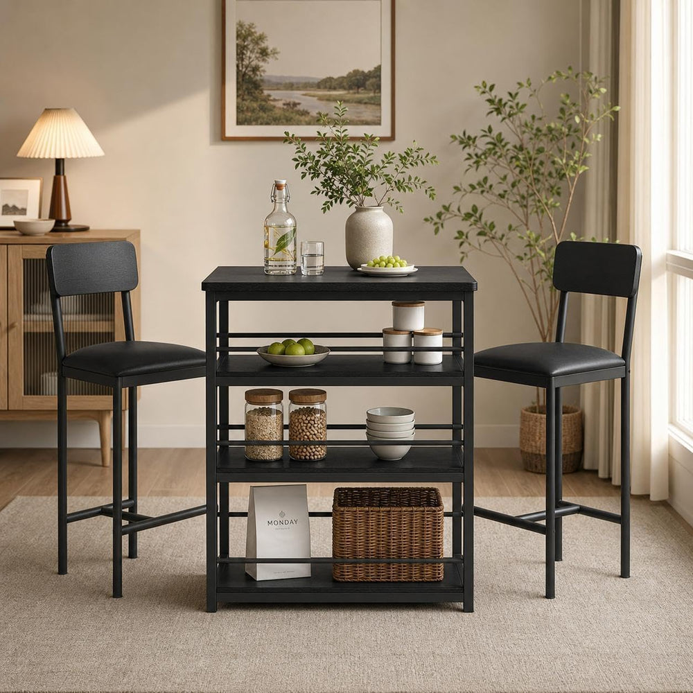 GarveeLife Farmhouse Counter Height Kitchen Table with 2 Bar Stools