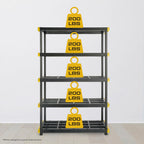 CX Black & Yellow, 5-Tier Heavy Duty Plastic Storage Shelving Unit, 200lbs/shelf (72”H x 48”W x 20”D), for Garage Storage, Warehouse & Basement Use, Modular Rack